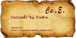 Csicsáky Endre névjegykártya