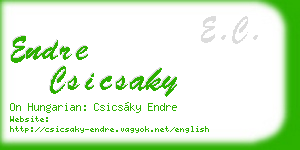 endre csicsaky business card